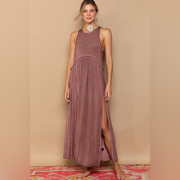 Baby Doll Side Slit Cut Out Maxi Dress - POL - Picture 3 of 5